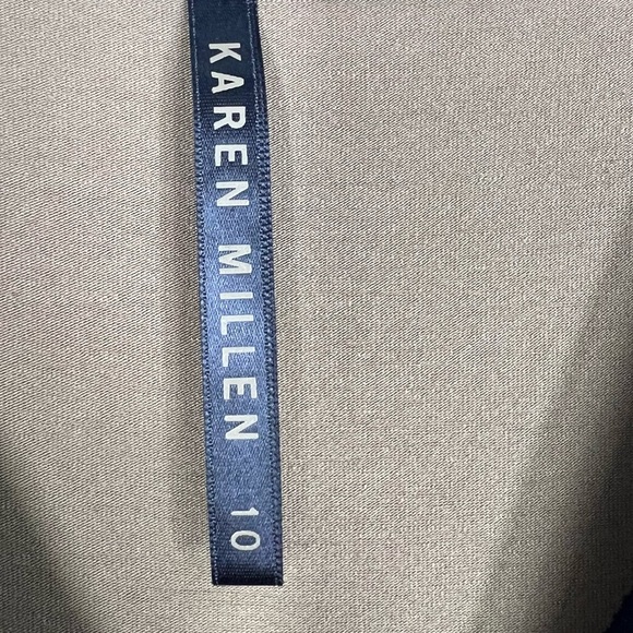 KAREN MILLEN Black & Tan Colorblock Sleeveless Blouse with Peplum Hem Size 10 - Picture 3 of 7